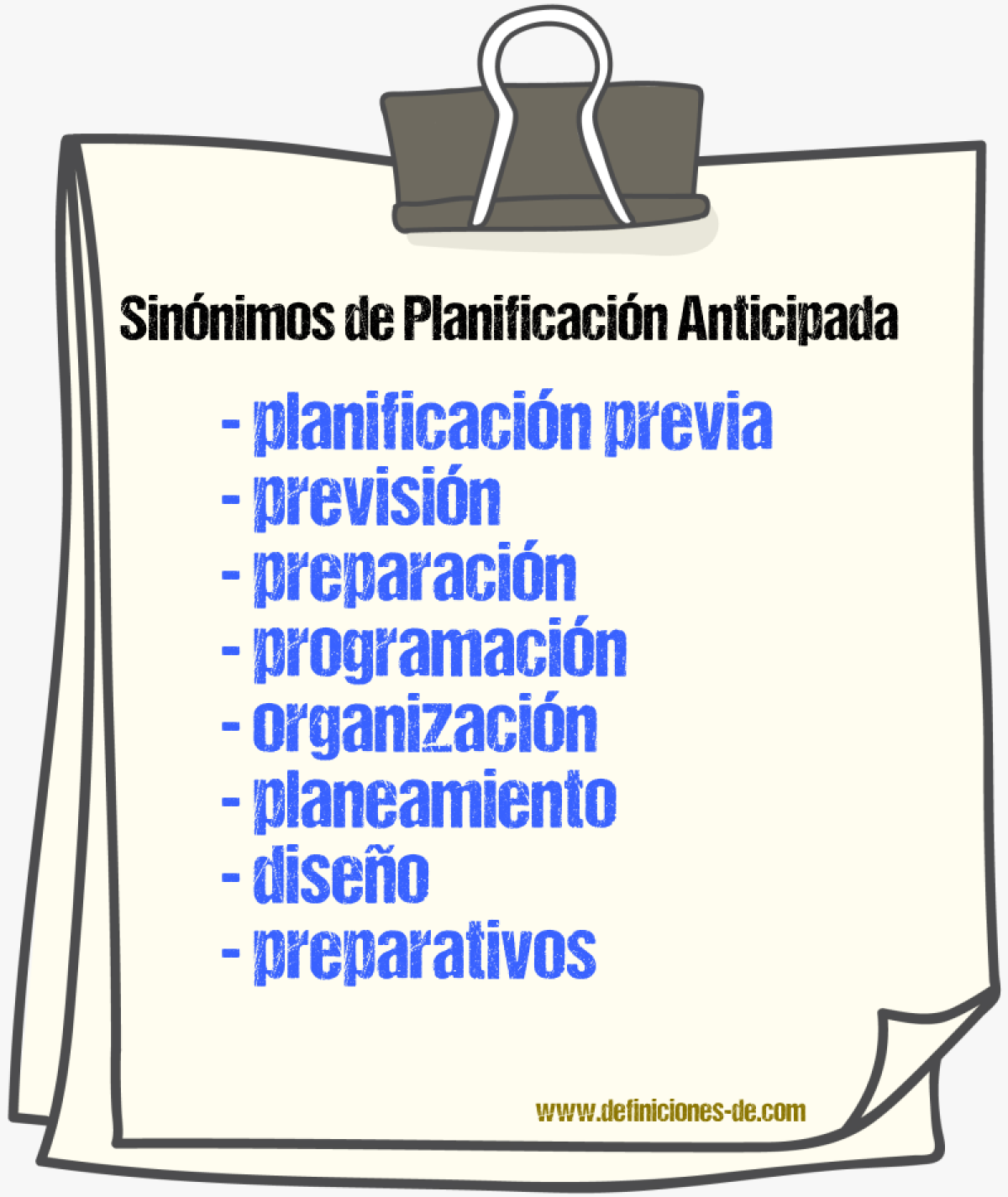 Sinónimos de planificación anticipada