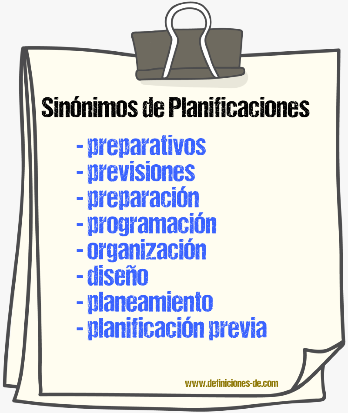 Sinónimos de planificaciones