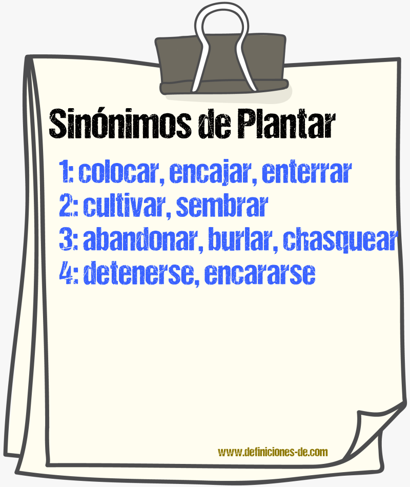 Sinnimos de plantar