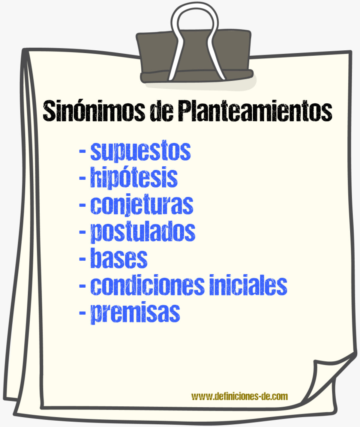 Sinónimos de planteamientos