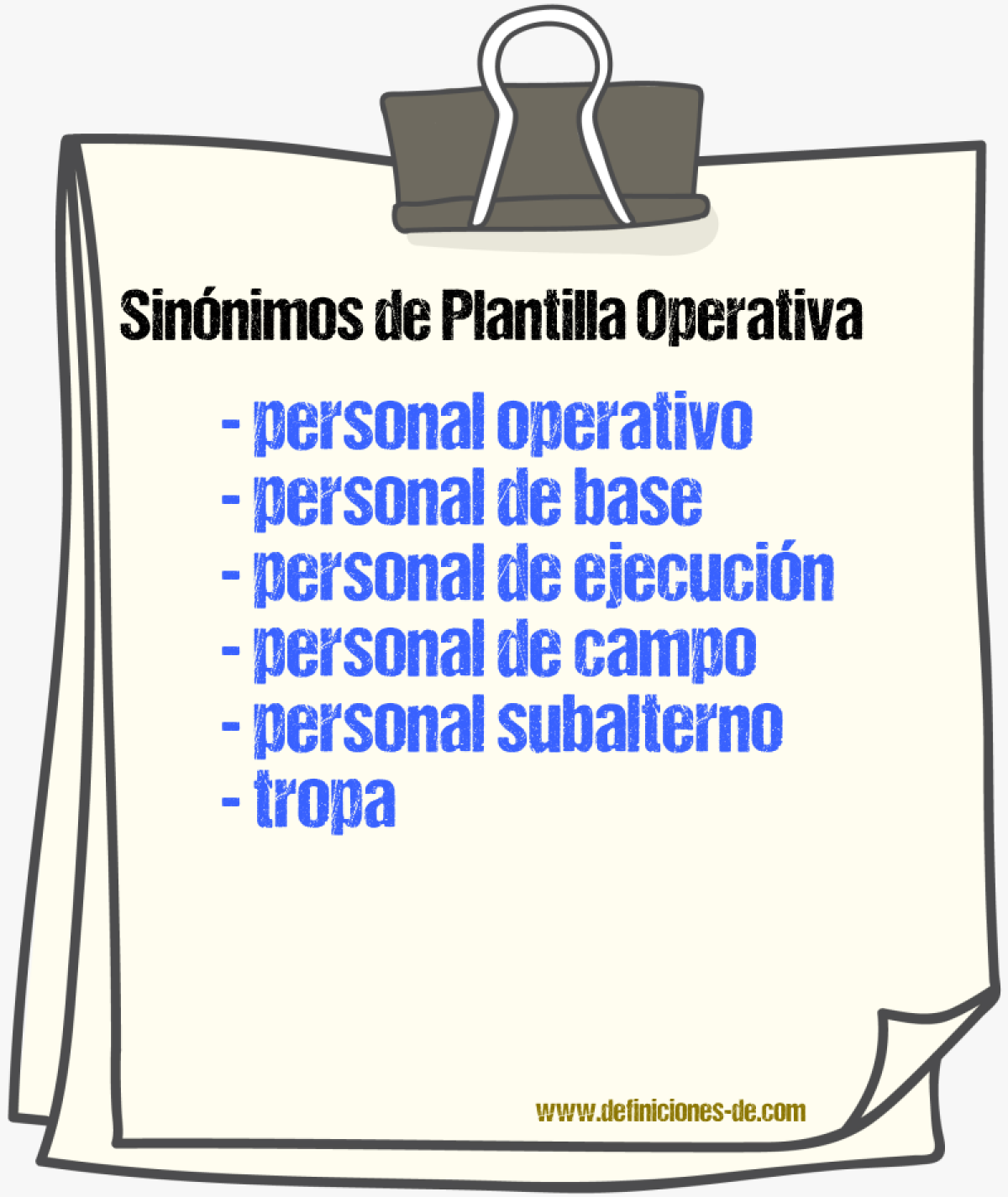 Sinónimos de plantilla operativa