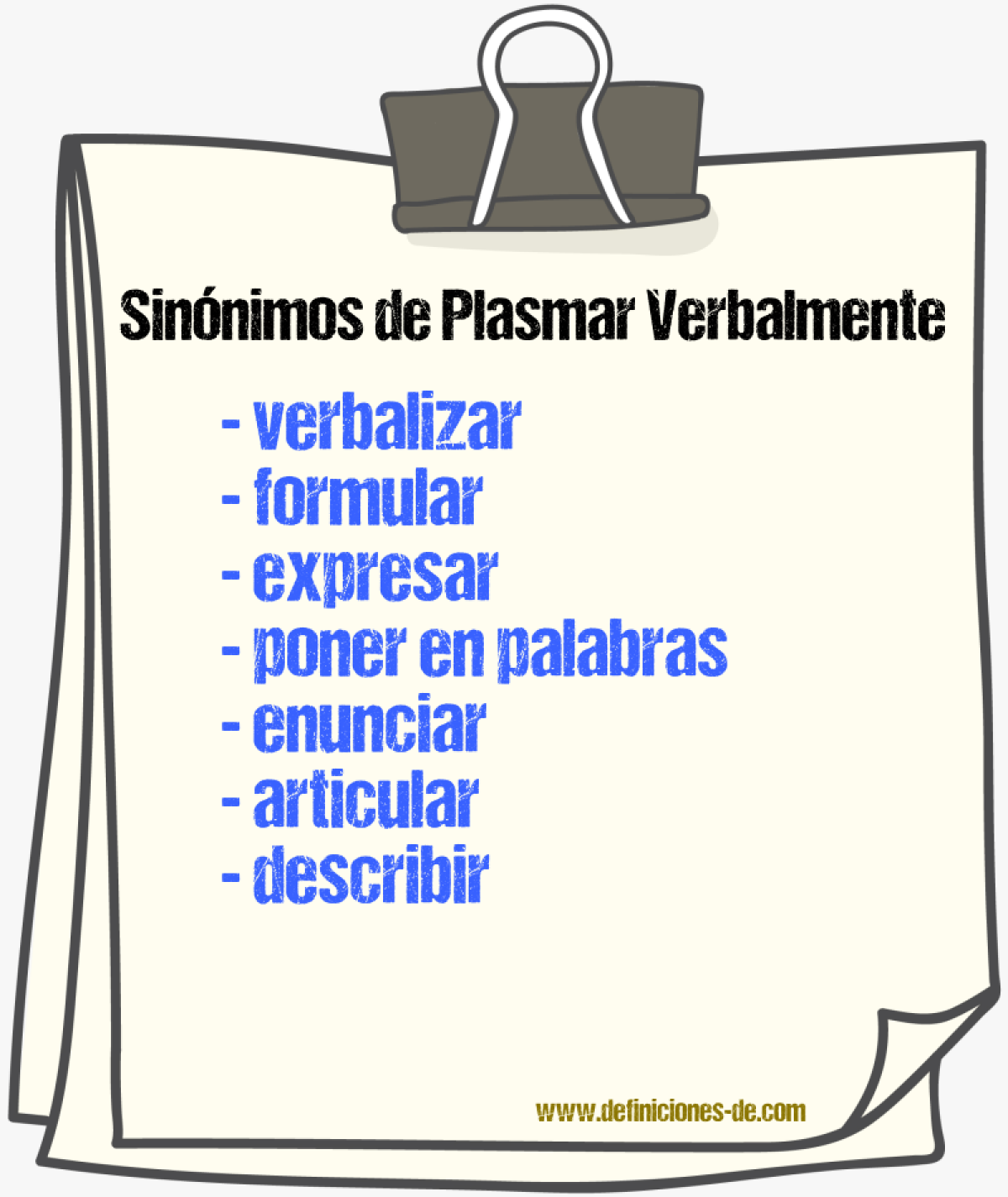 Sinónimos de plasmar verbalmente