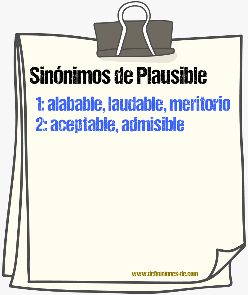 Sinnimos de plausible