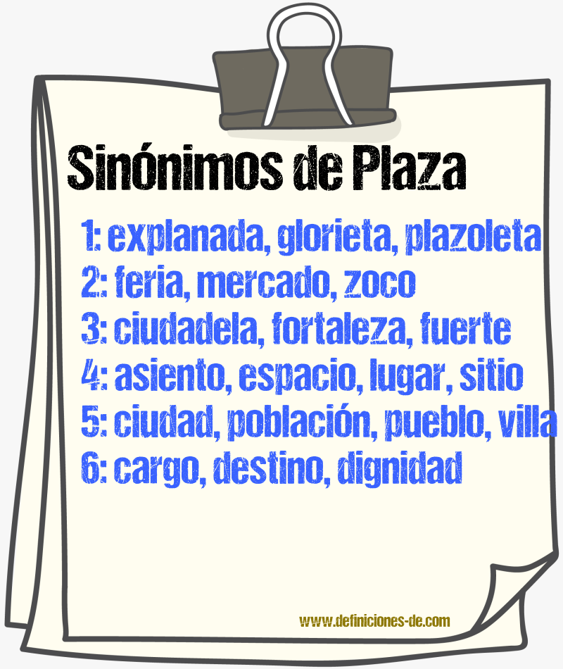 Sinnimos de plaza