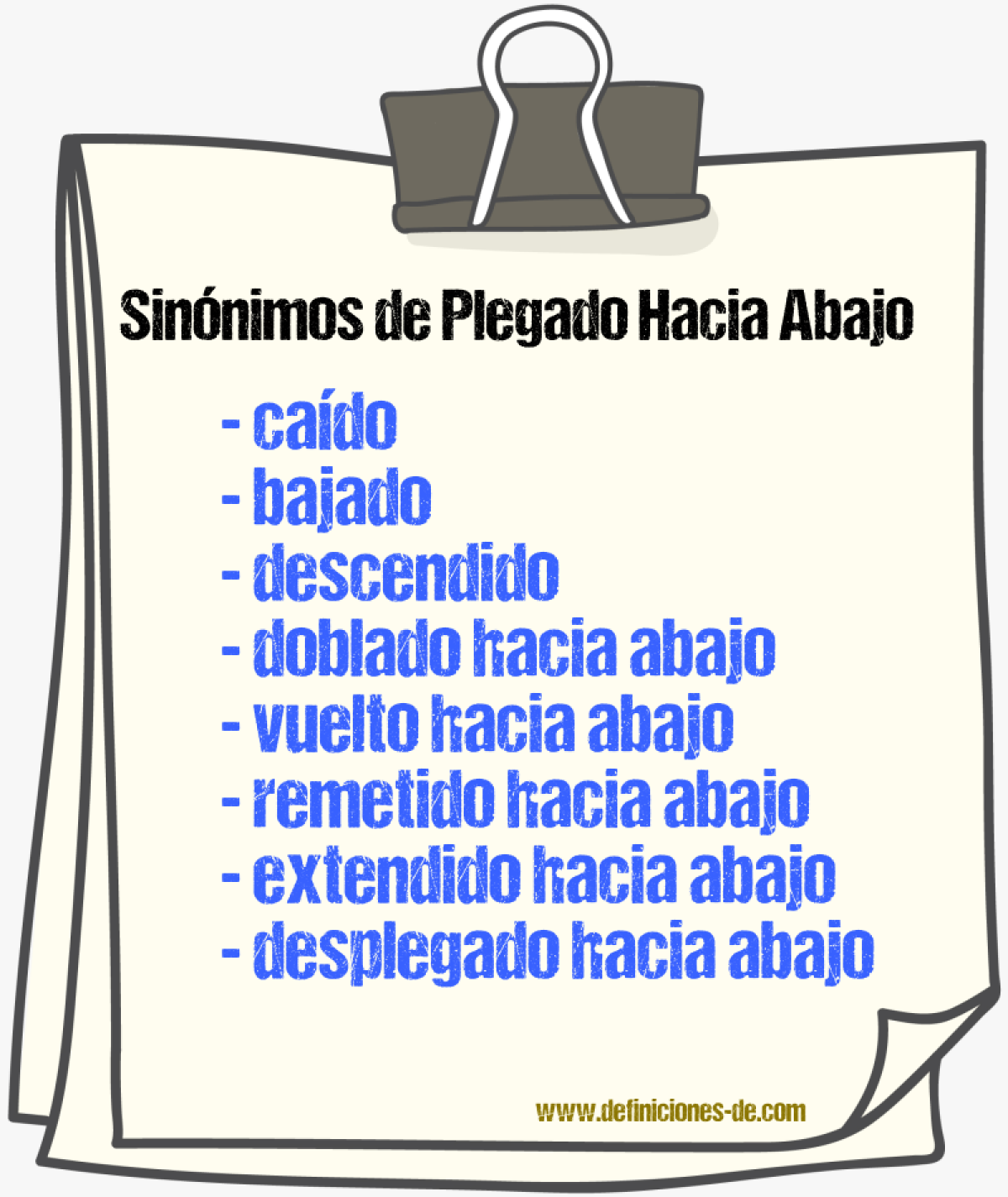 Sinónimos de plegado hacia abajo