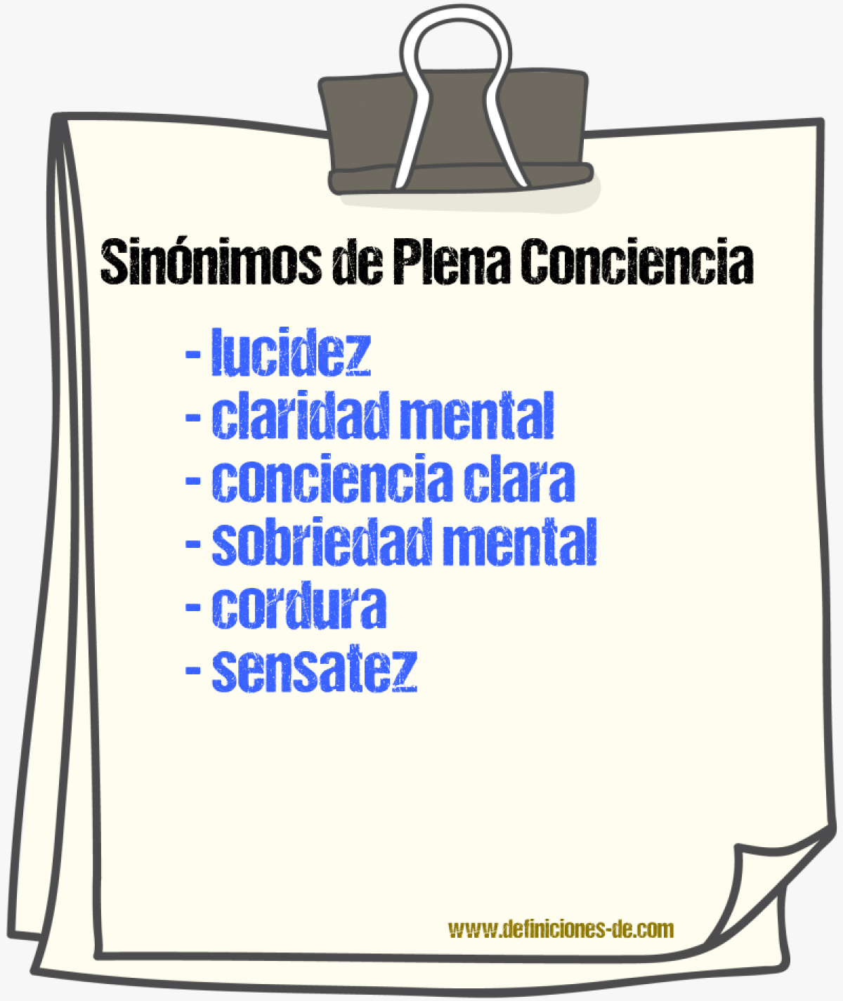 Sinónimos de plena conciencia