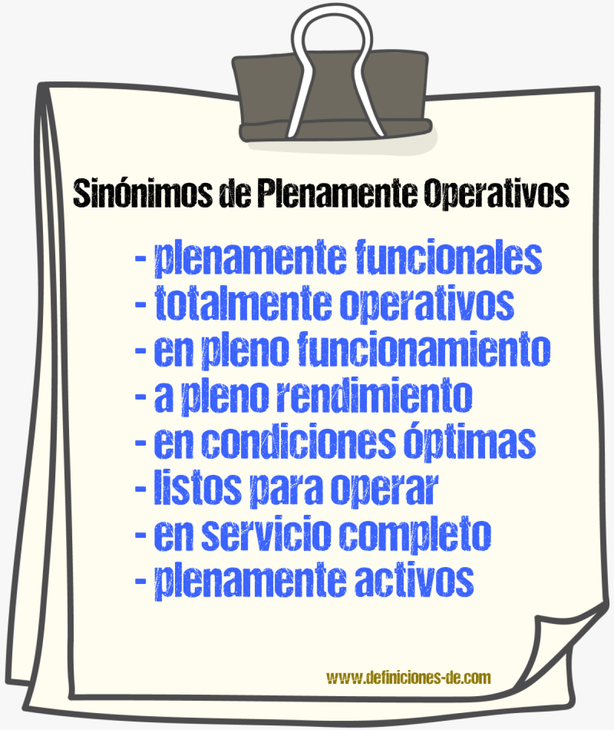 Sinónimos de plenamente operativos