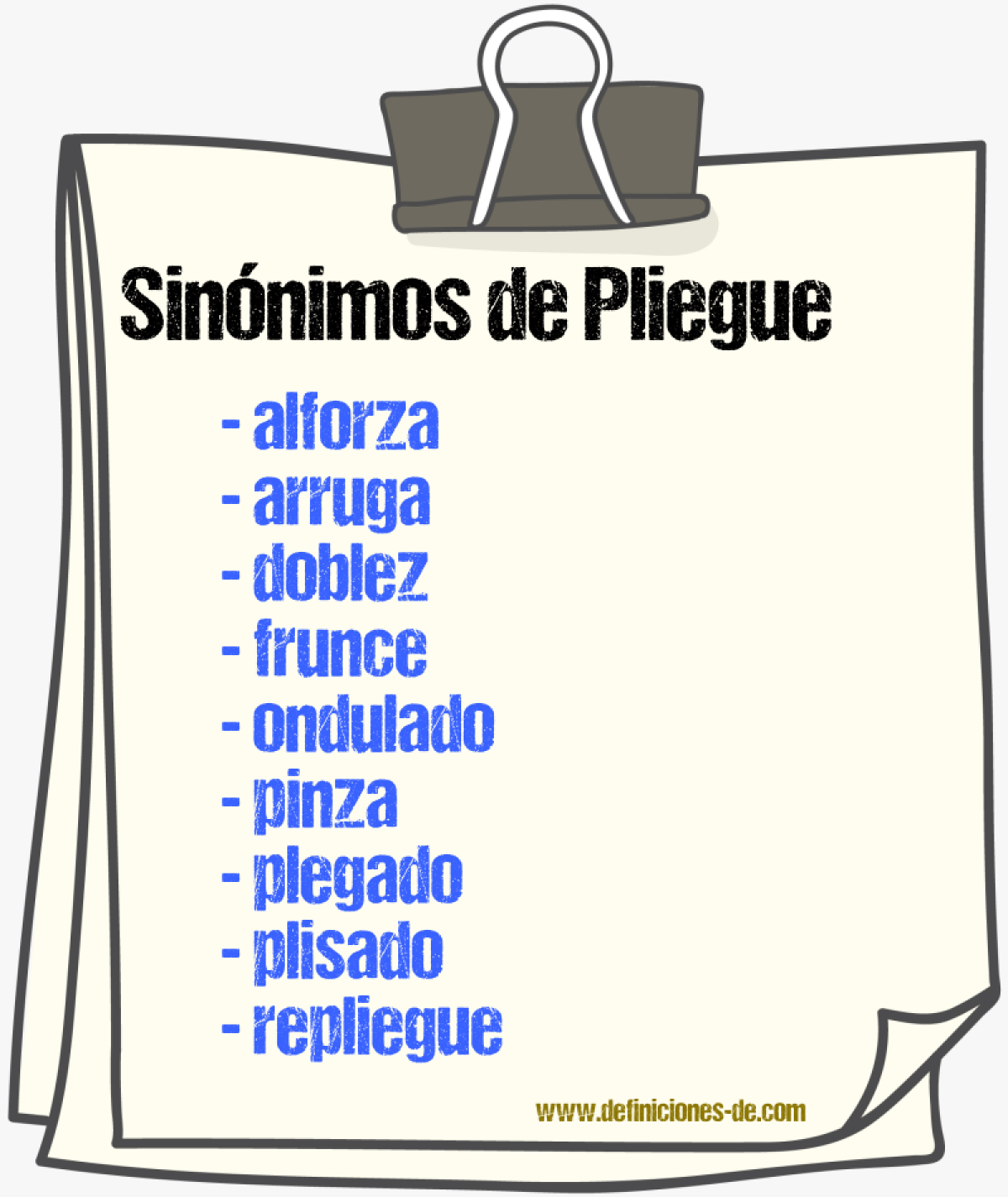 Sinnimos de pliegue