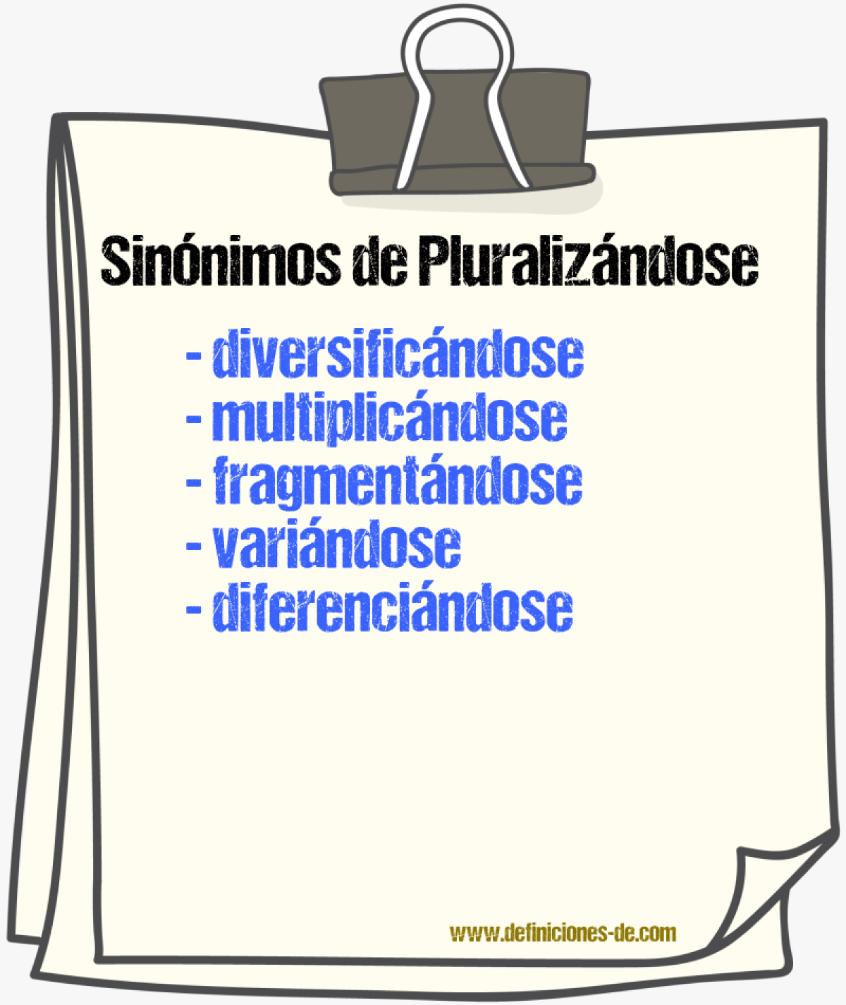 Sinónimos de pluralizándose