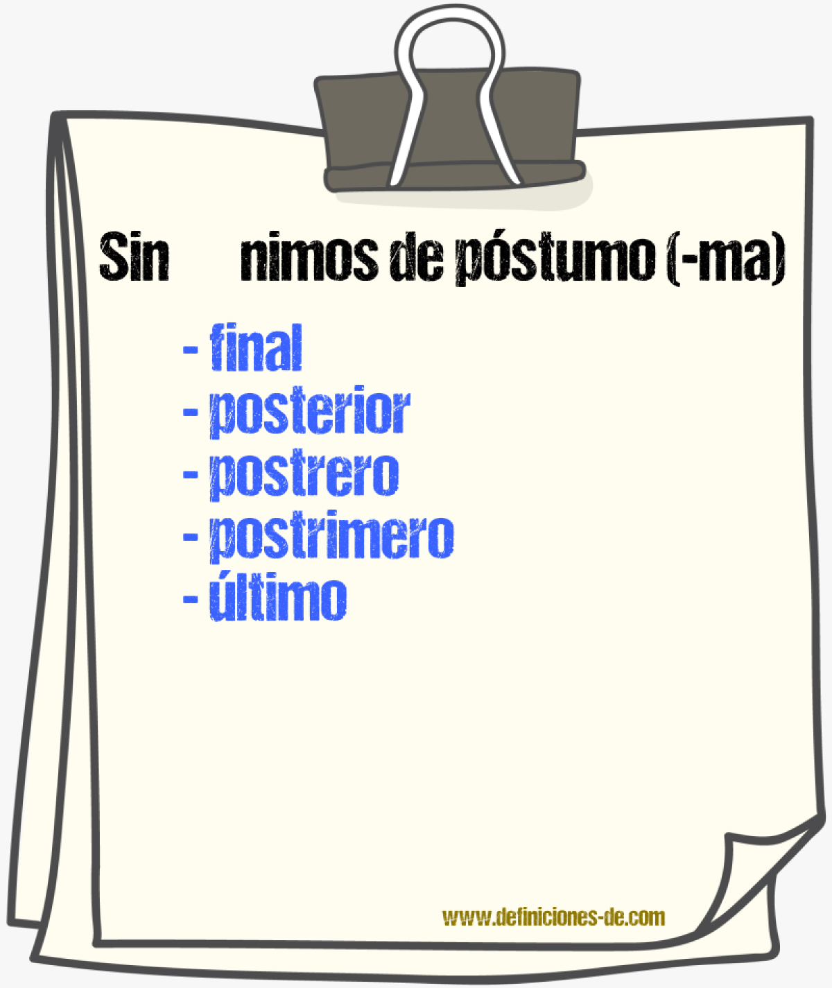 Sinnimos de pstumo