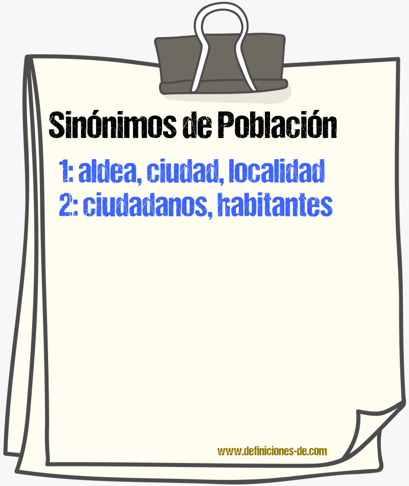 Sinnimos de poblacin