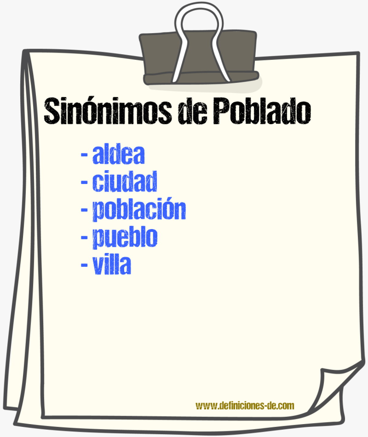 Sinnimos de poblado