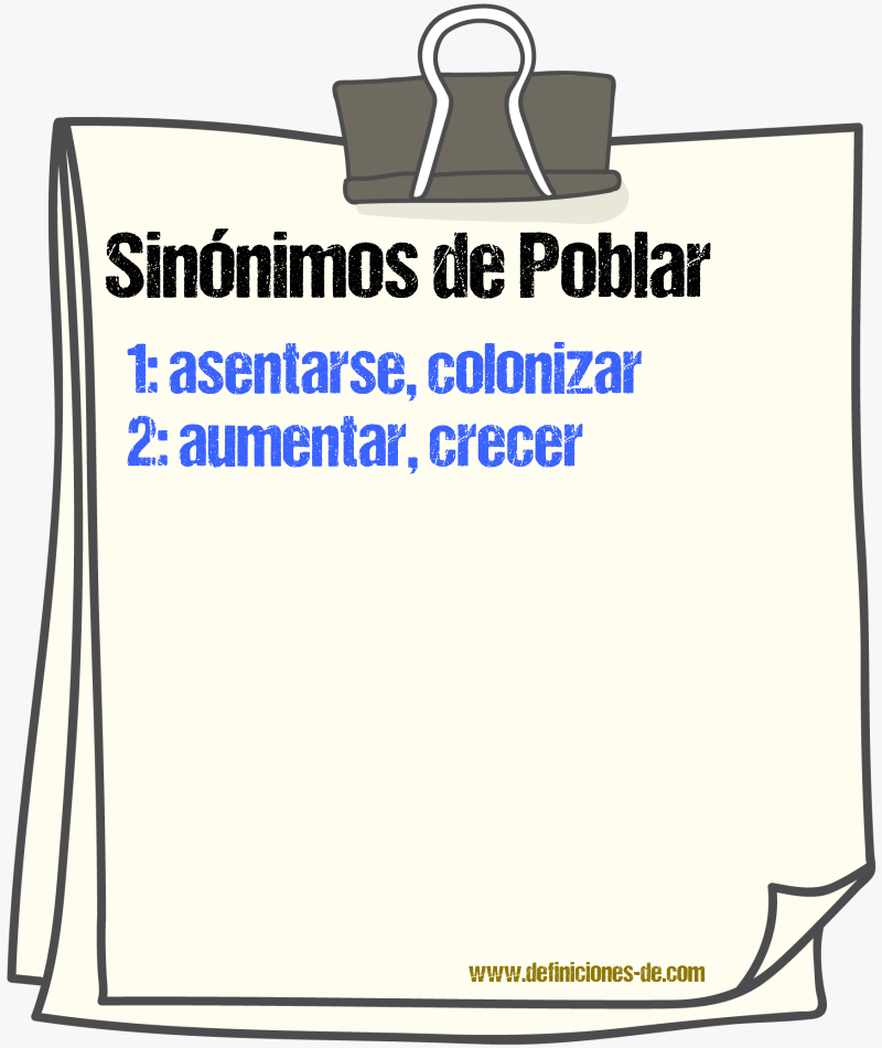 Sinnimos de poblar