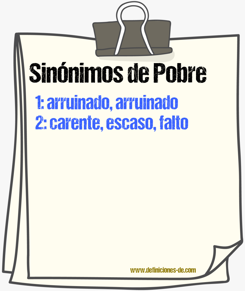 Sinnimos de pobre