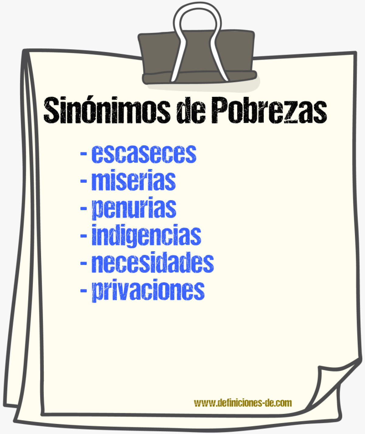 Sinónimos de pobrezas
