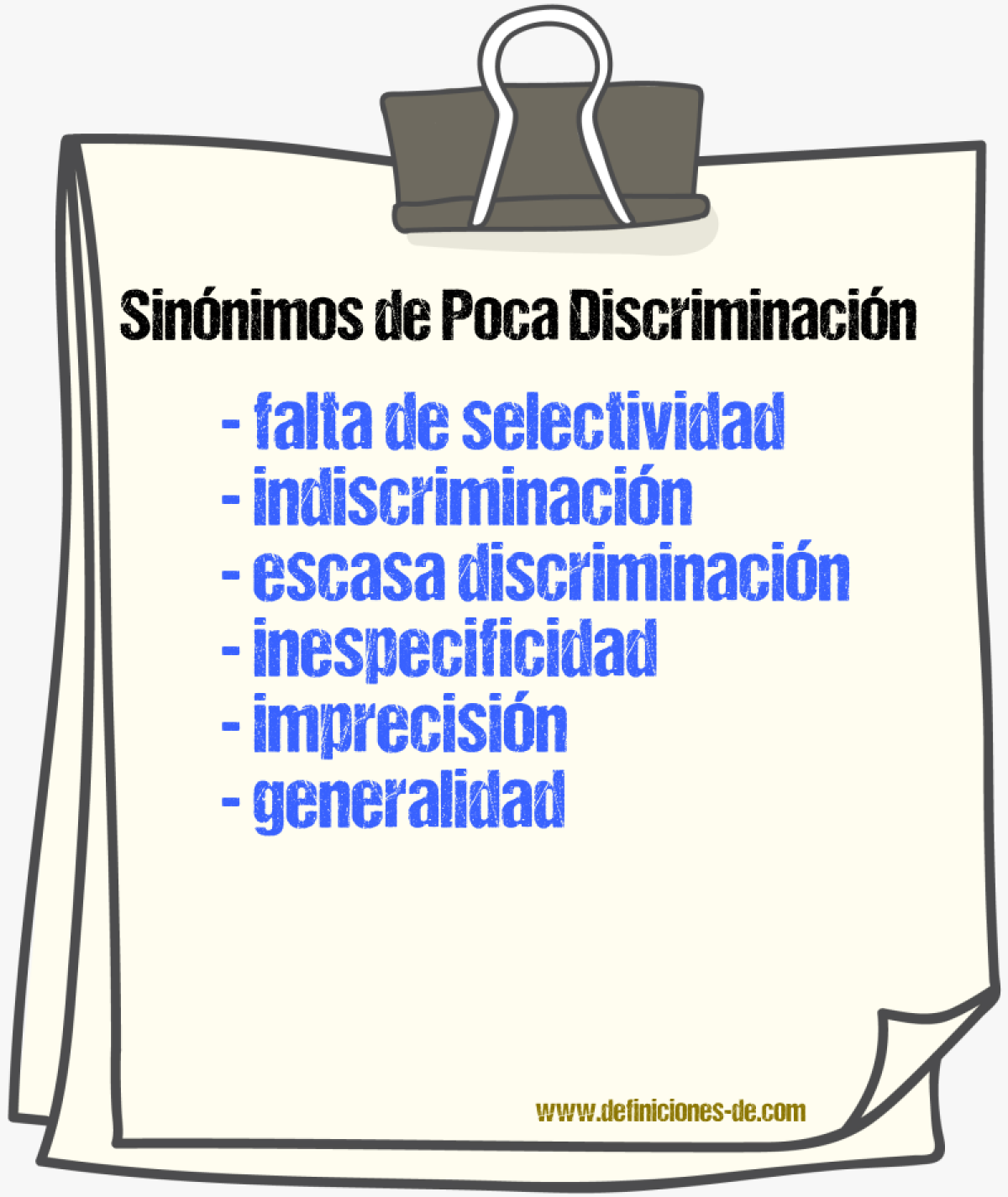 Sinónimos de poca discriminación