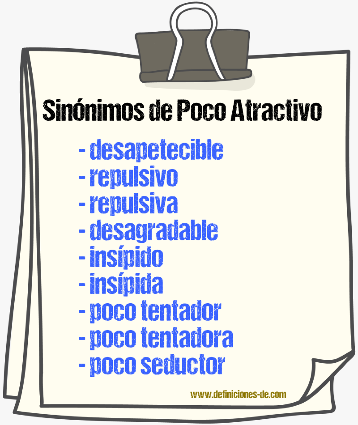 Sinónimos de poco atractivo