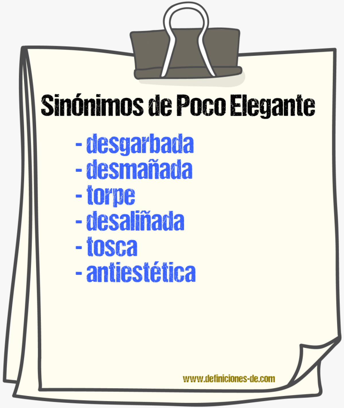 Sinónimos de poco elegante