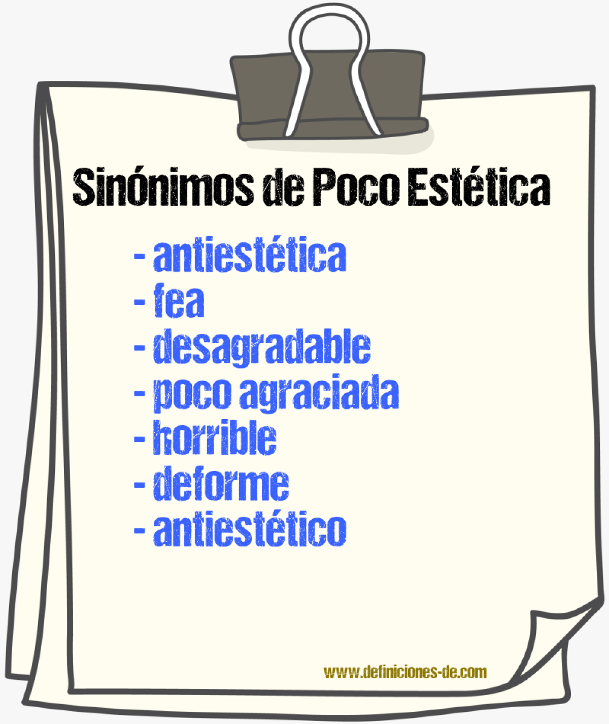 Sinónimos de poco estética