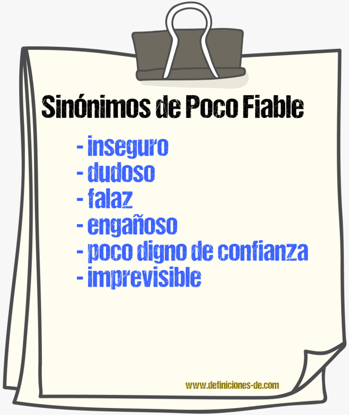 Sinónimos de poco fiable