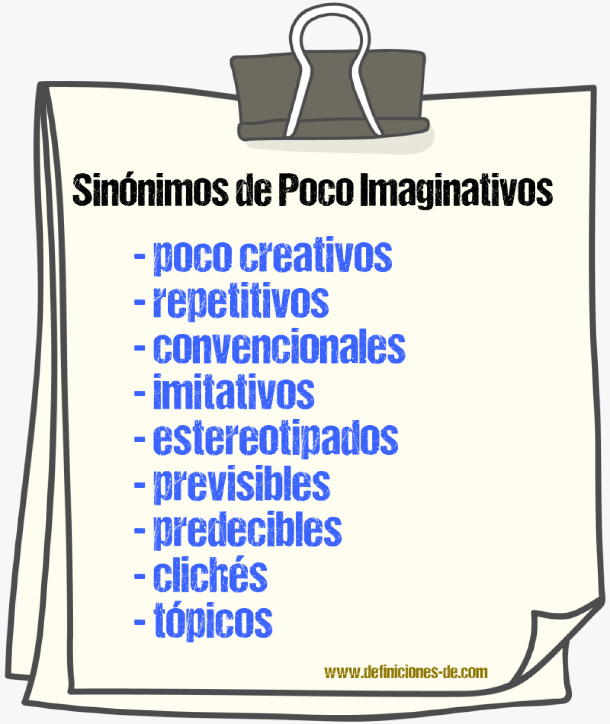 Sinónimos de poco imaginativos