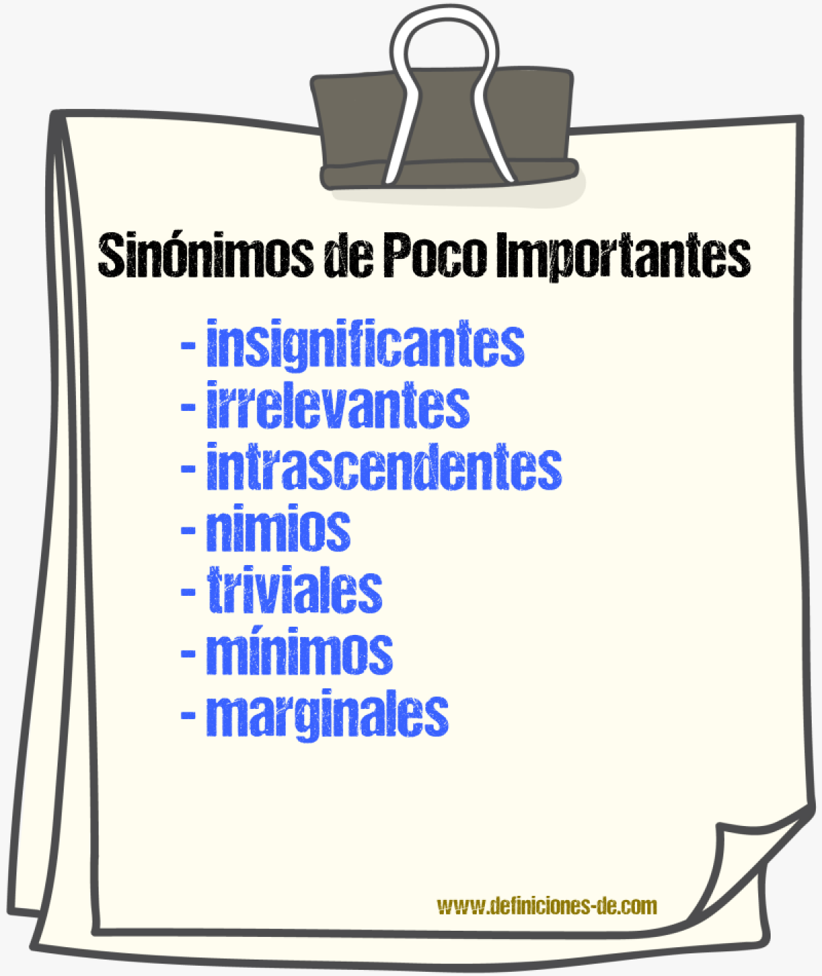 Sinónimos de poco importantes