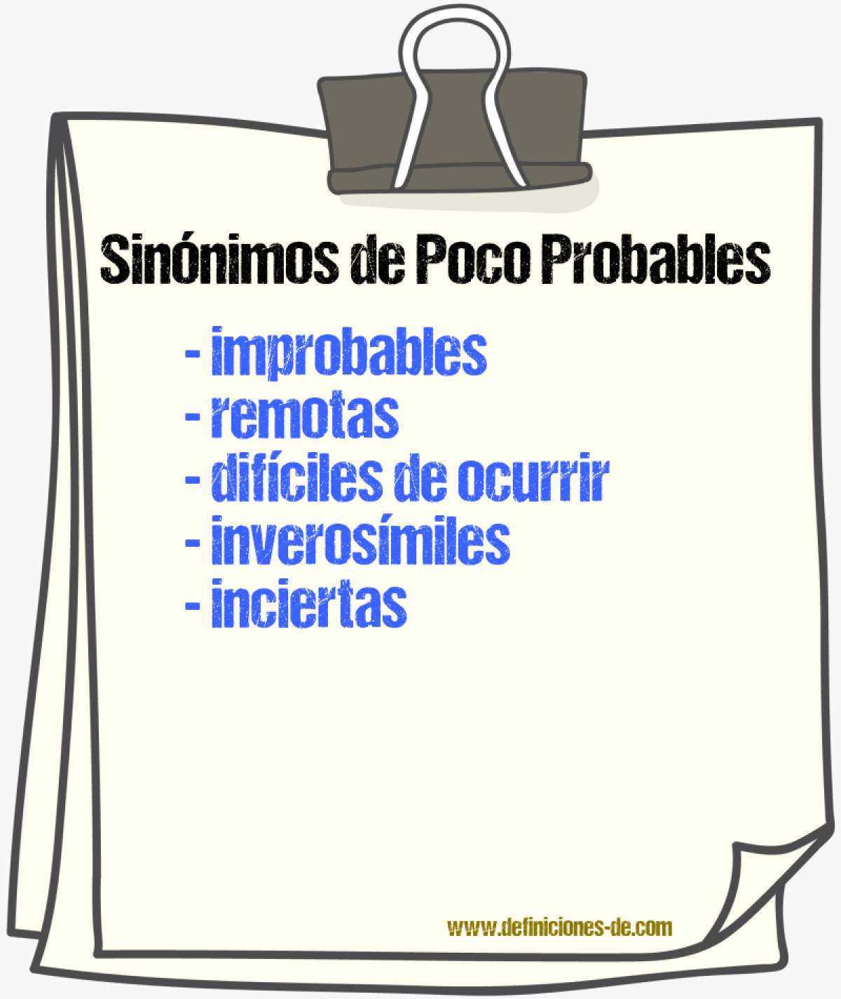 Sinónimos de poco probables