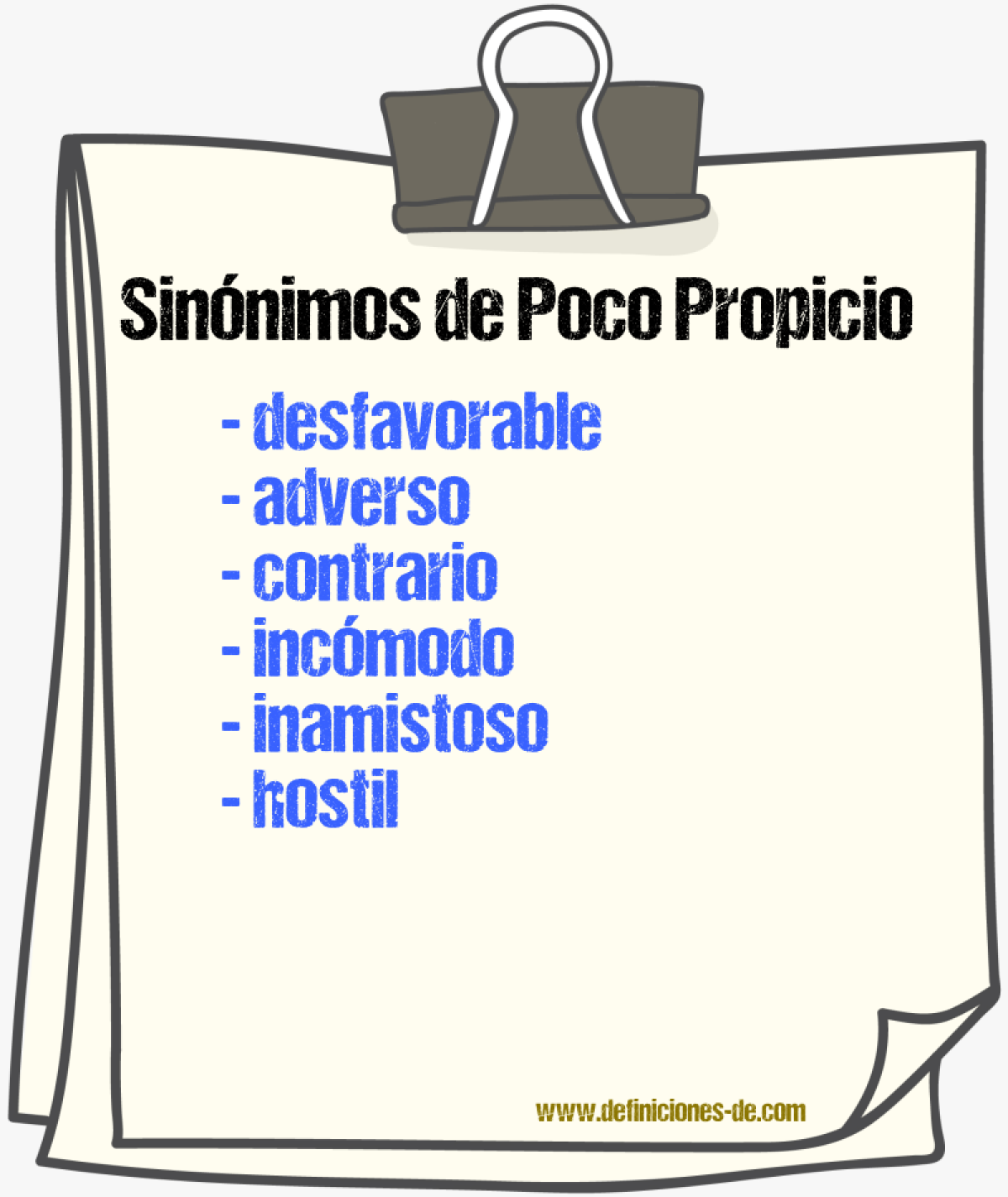 Sinónimos de poco propicio