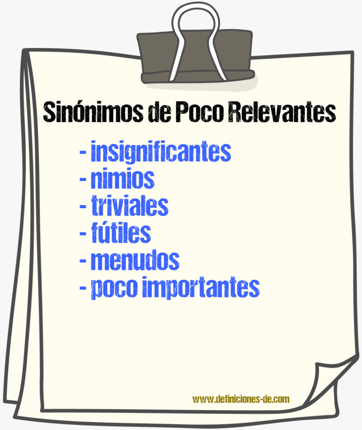 Sinónimos de poco relevantes