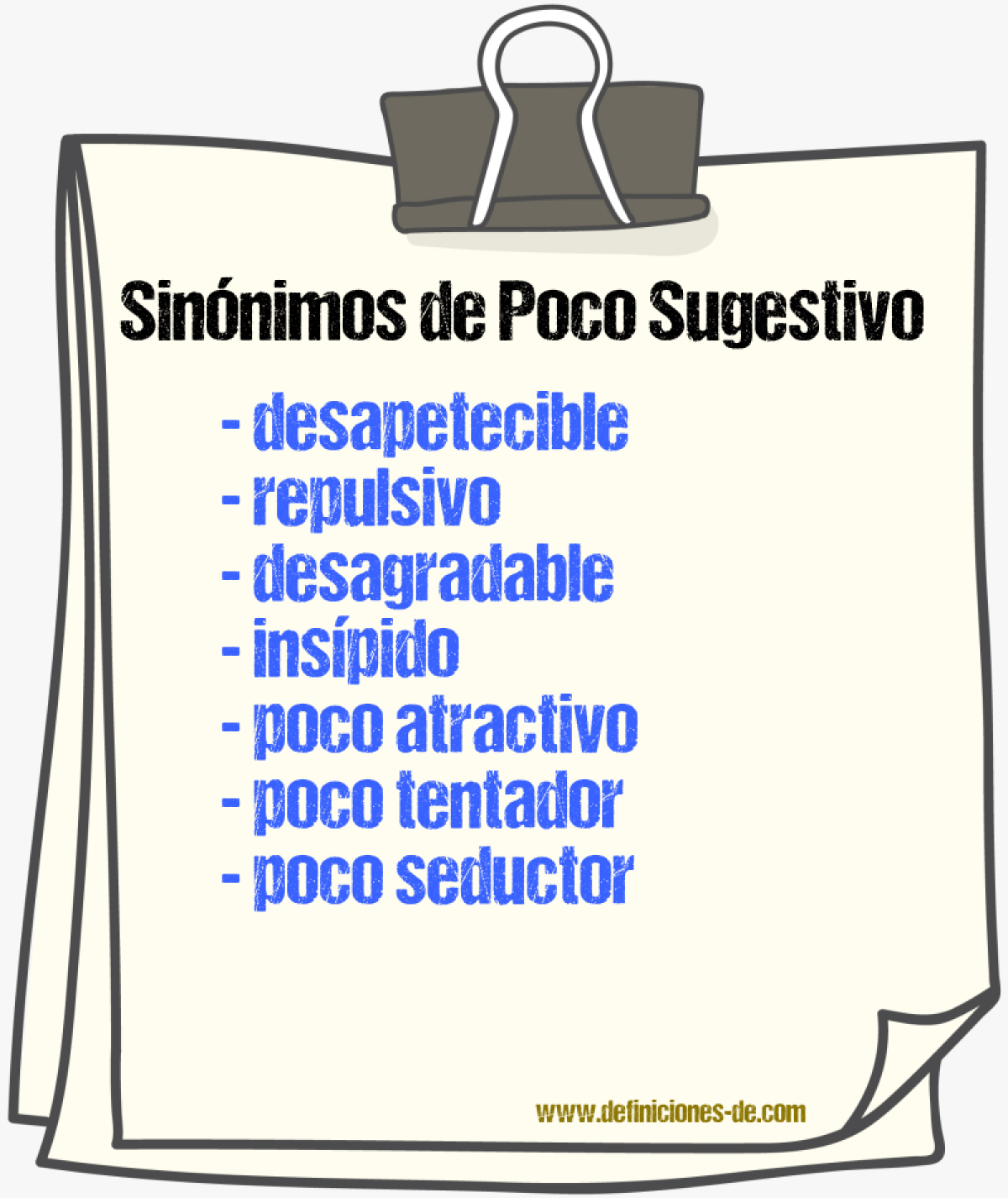 Sinónimos de poco sugestivo