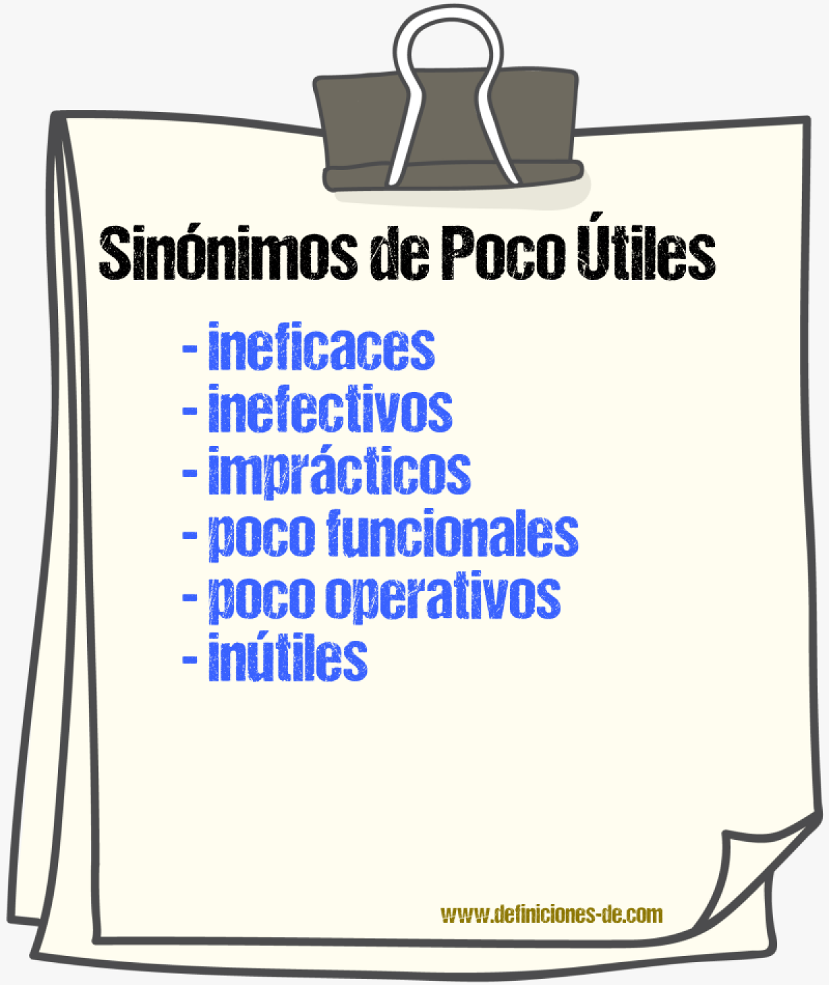 Sinónimos de poco útiles