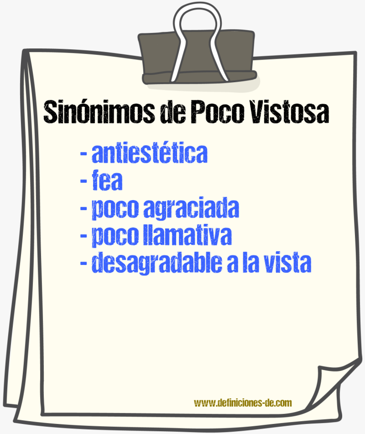 Sinónimos de poco vistosa