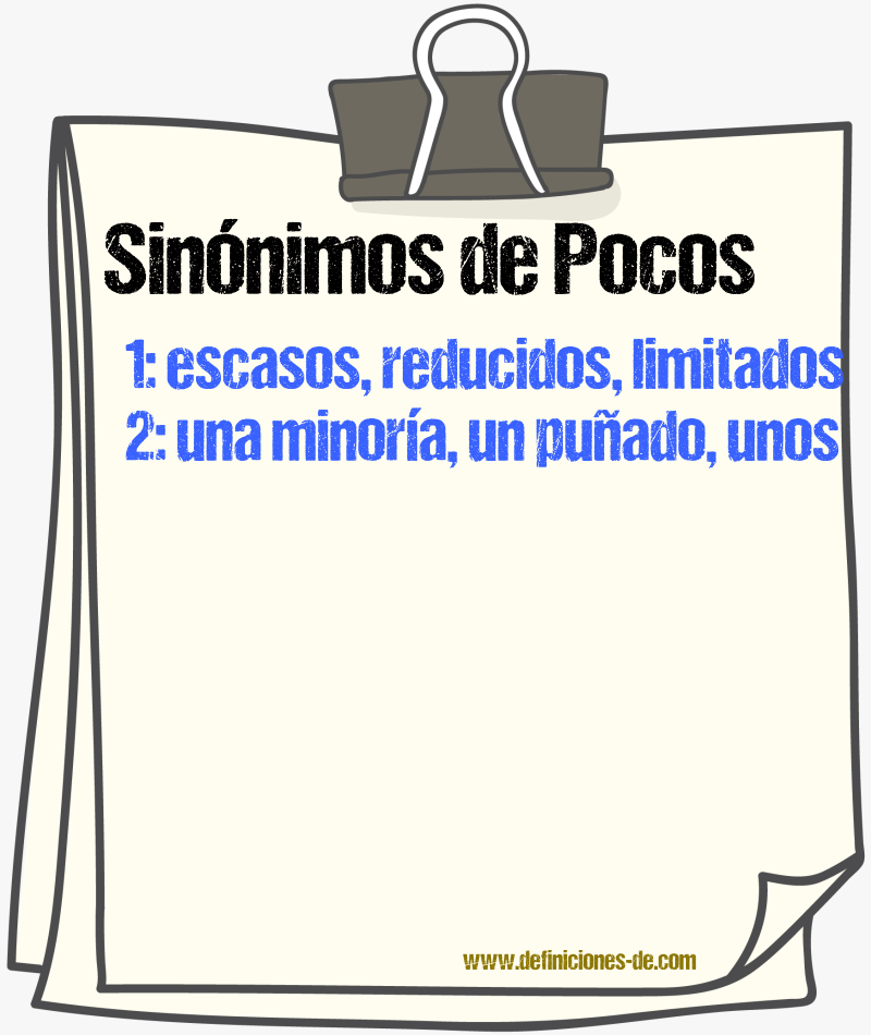 Sinónimos de pocos