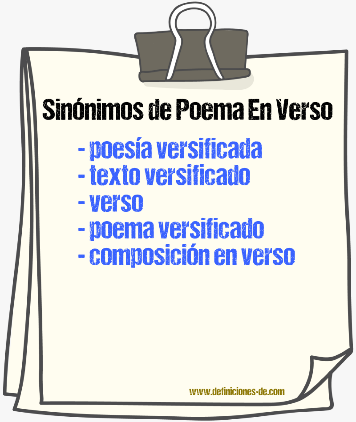 Sinónimos de poema en verso