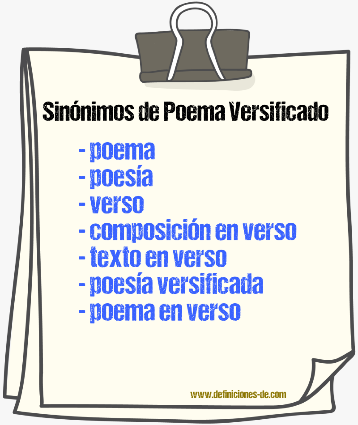 Sinónimos de poema versificado