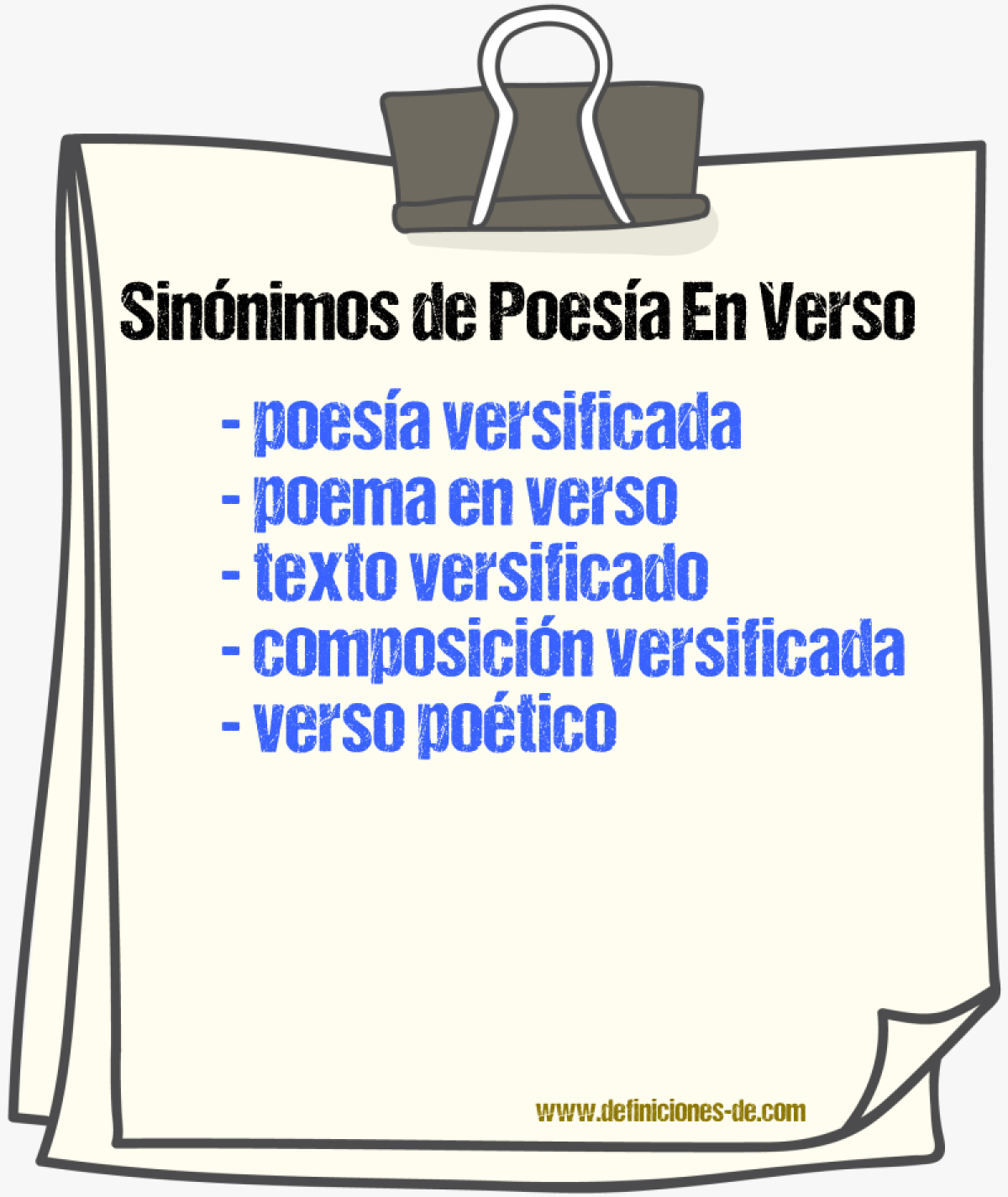 Sinónimos de poesía en verso