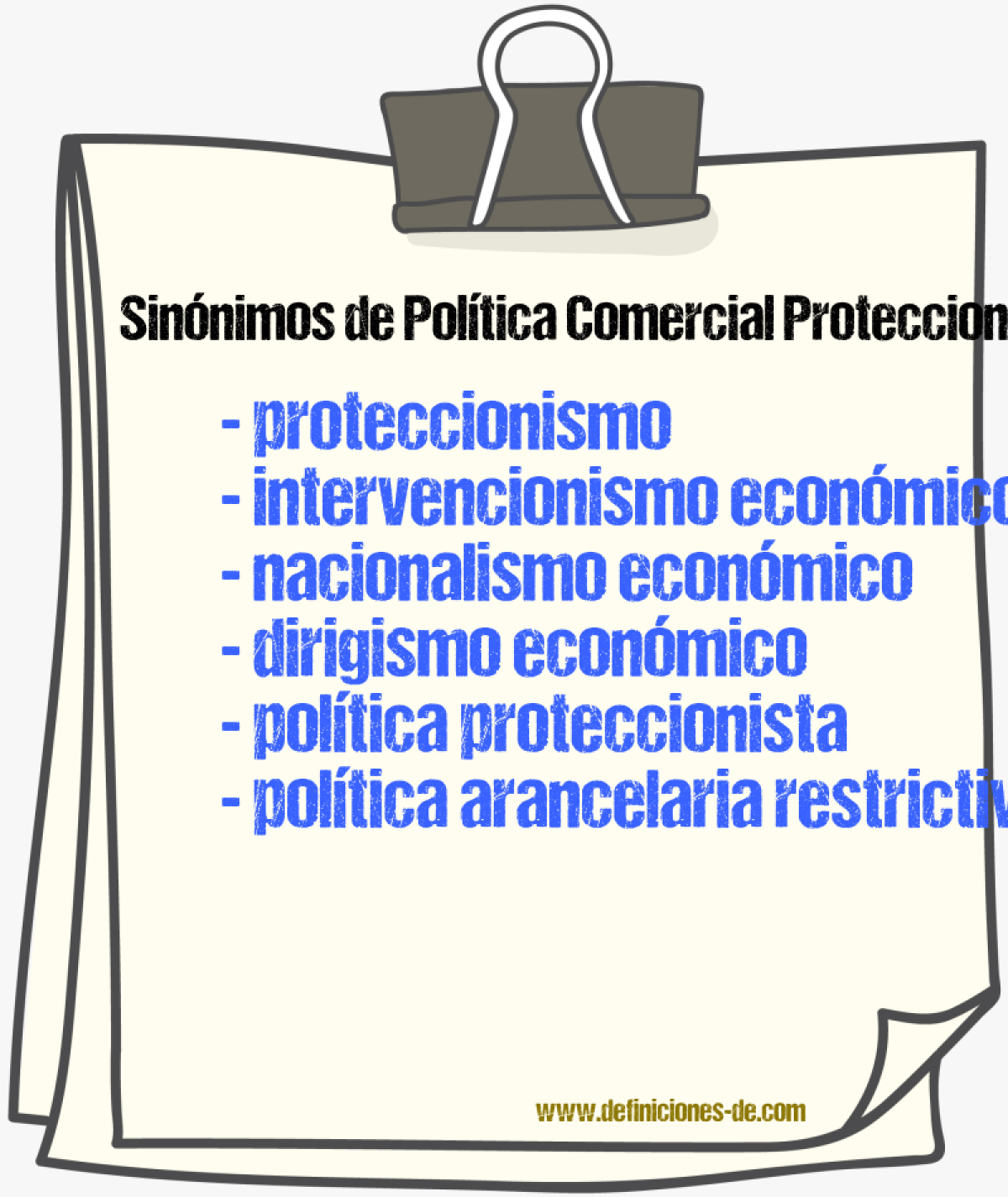 Sinónimos de política comercial proteccionista