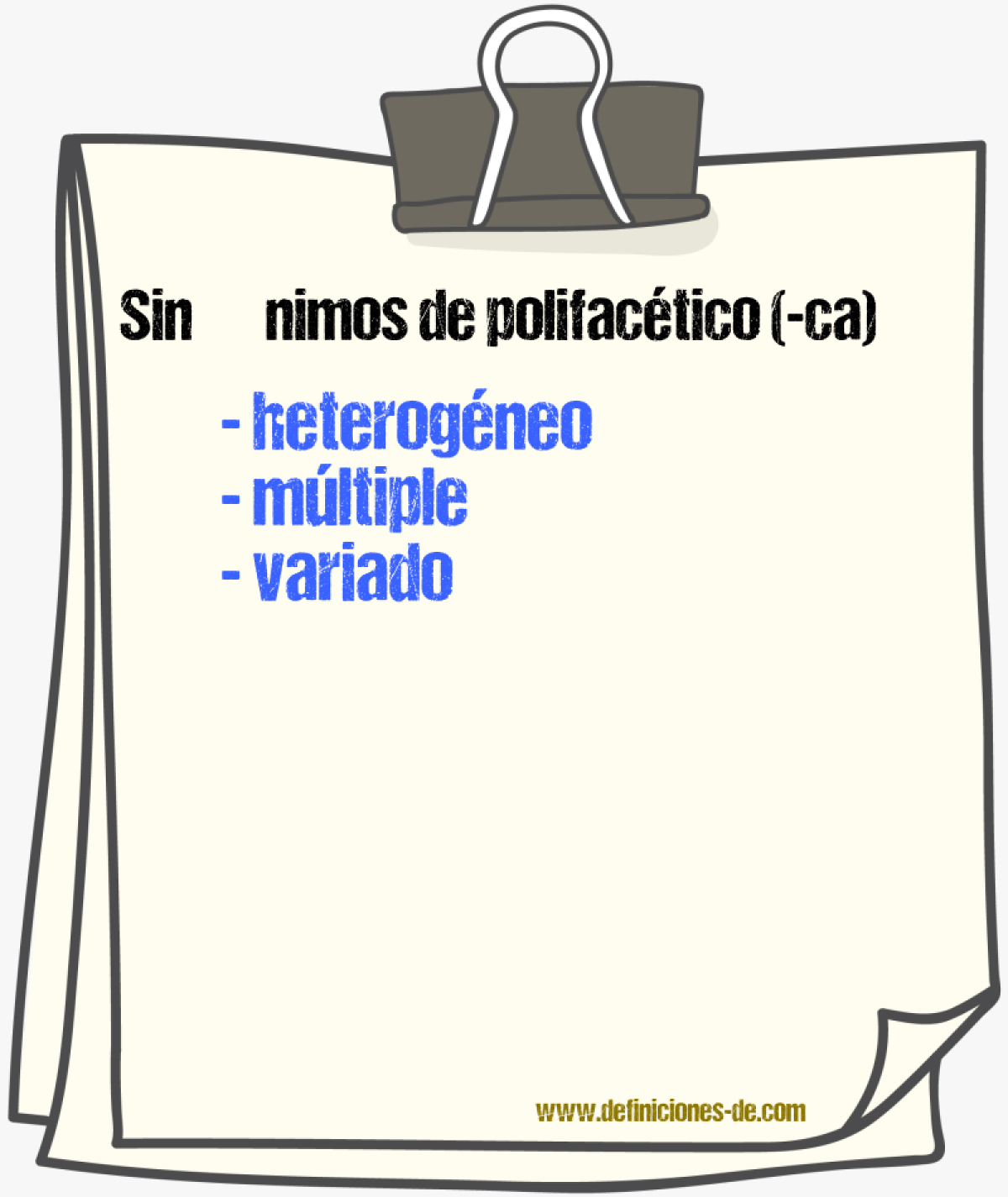 Sinnimos de polifactico