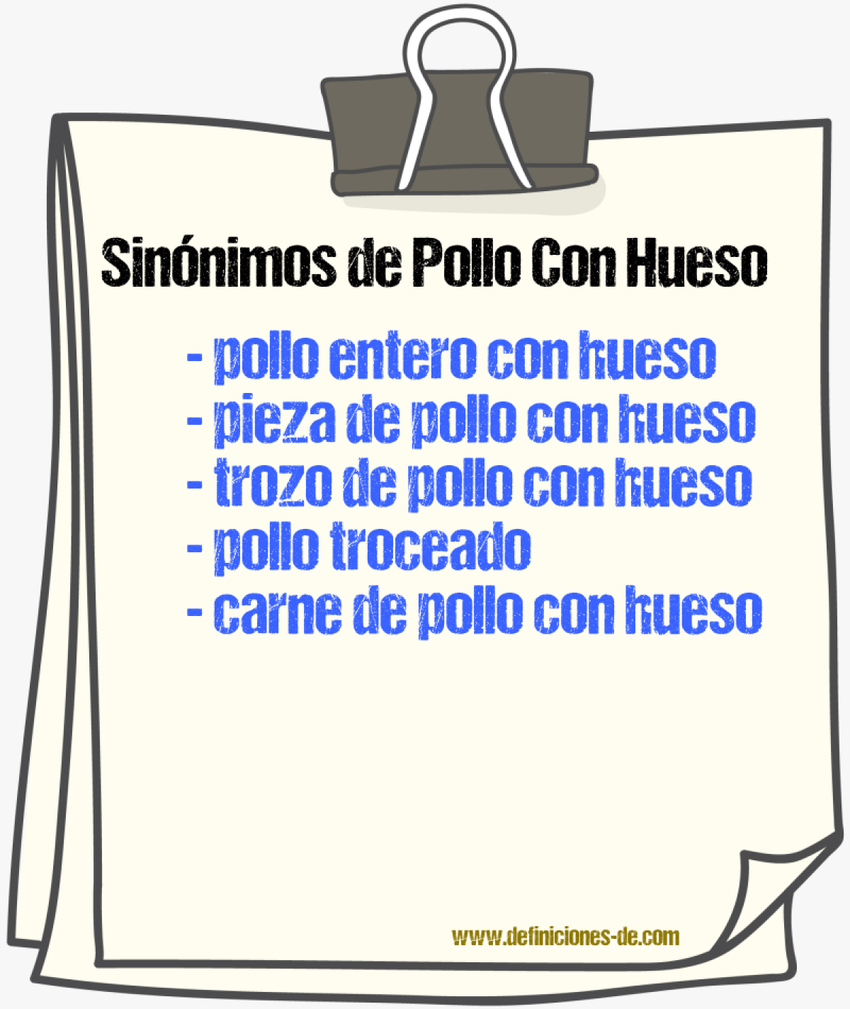 Sinónimos de pollo con hueso