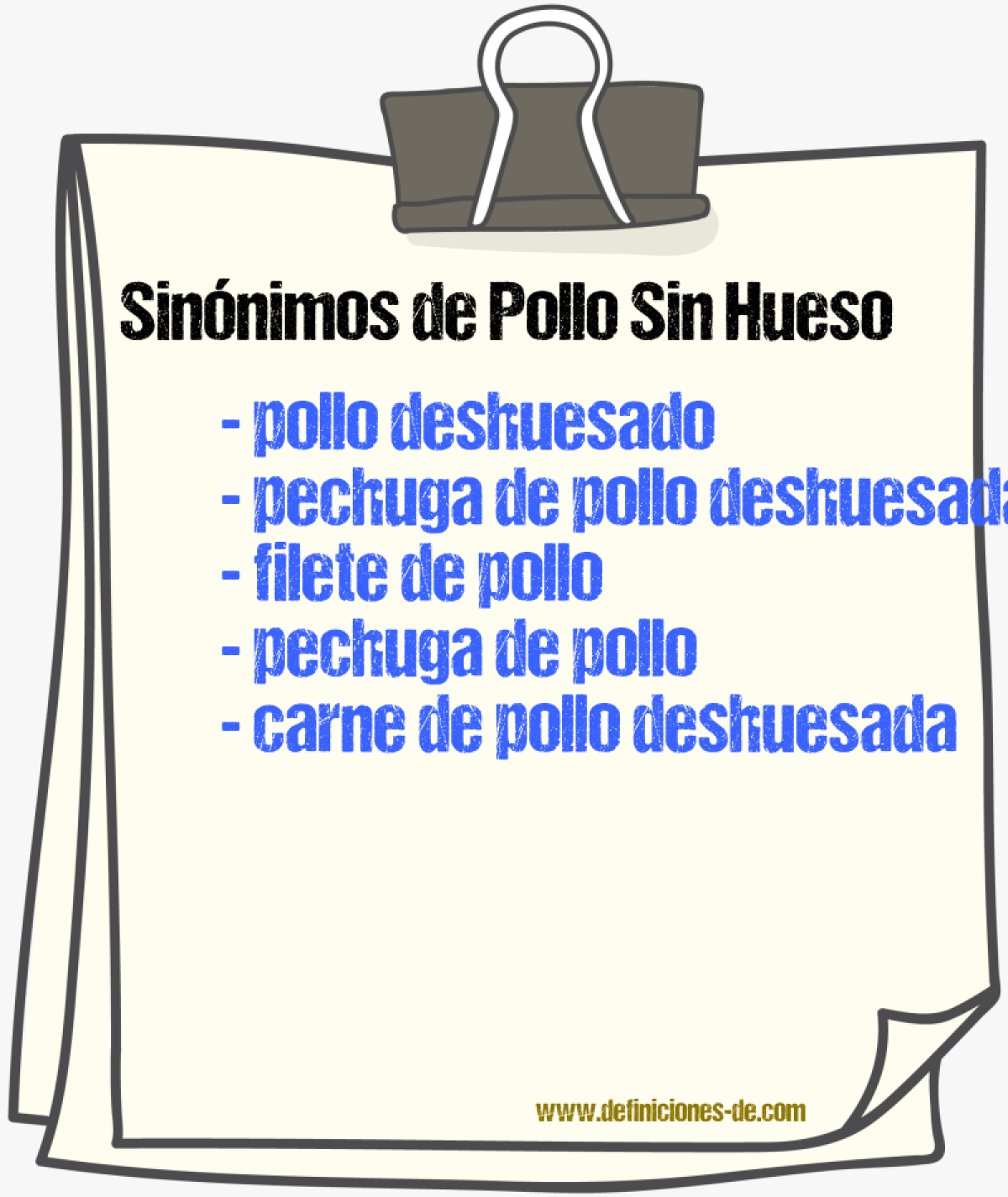 Sinónimos de pollo sin hueso