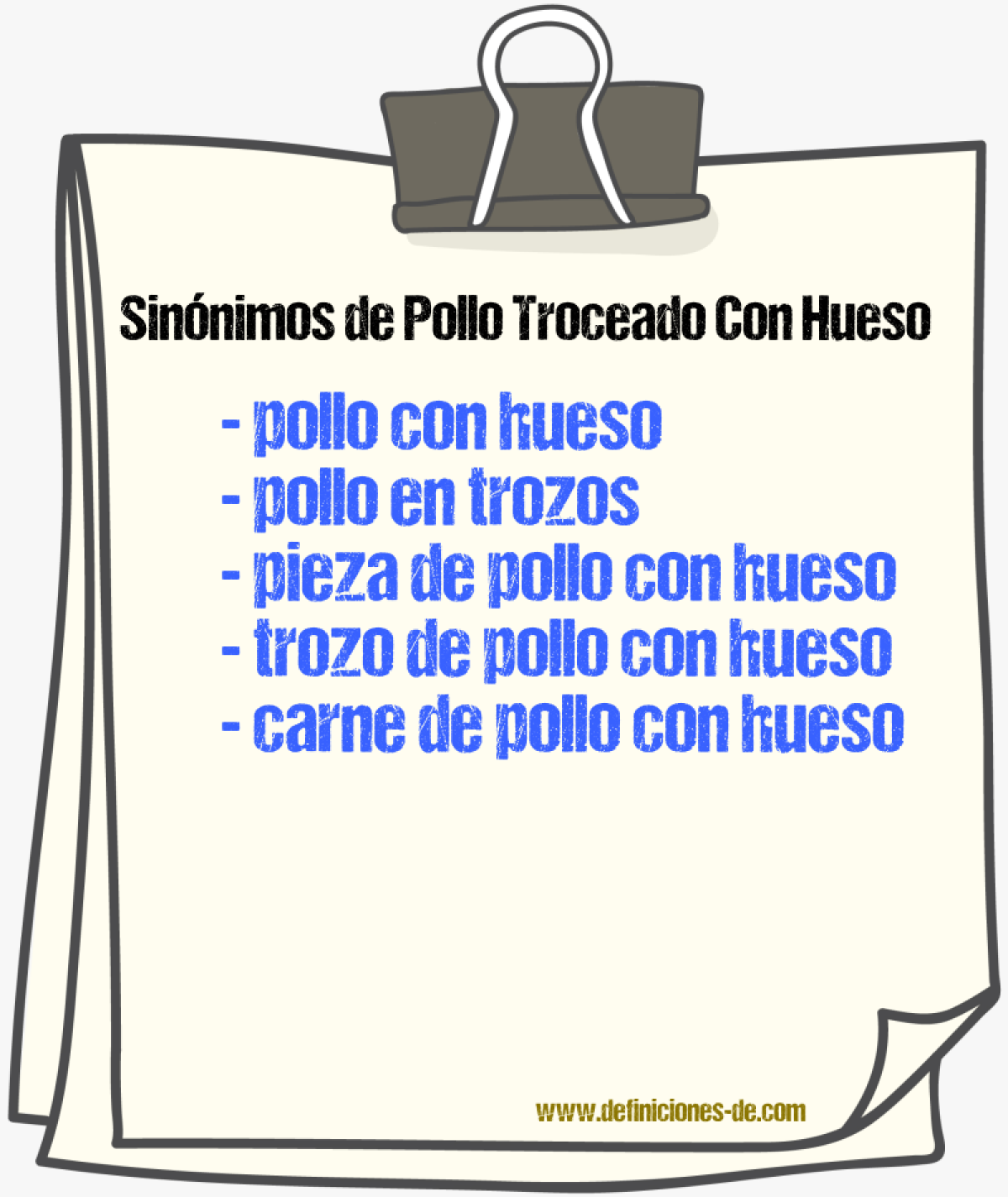 Sinónimos de pollo troceado con hueso