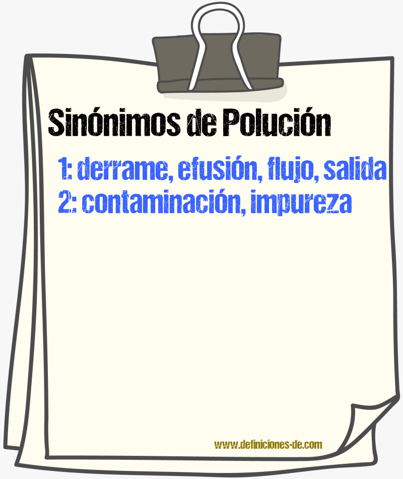 Sinónimos de polución