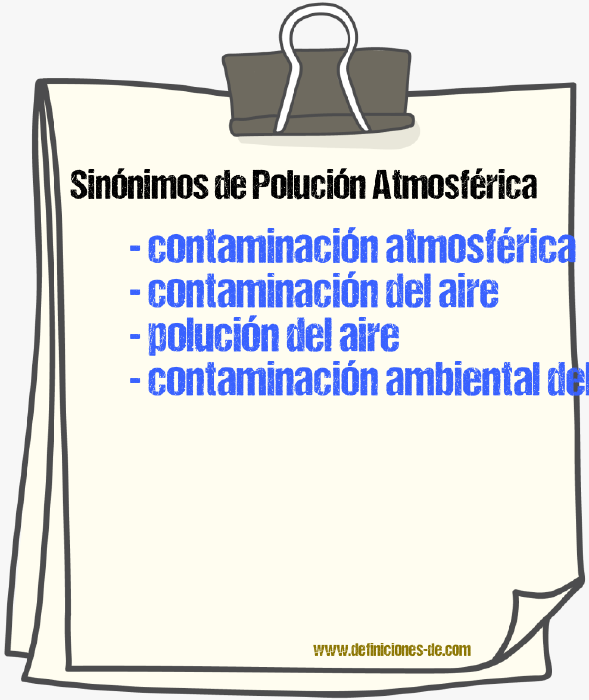 Sinónimos de polución atmosférica