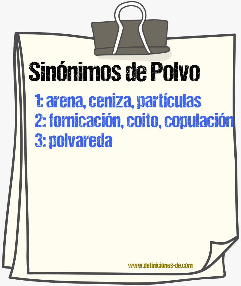 Sinnimos de polvo