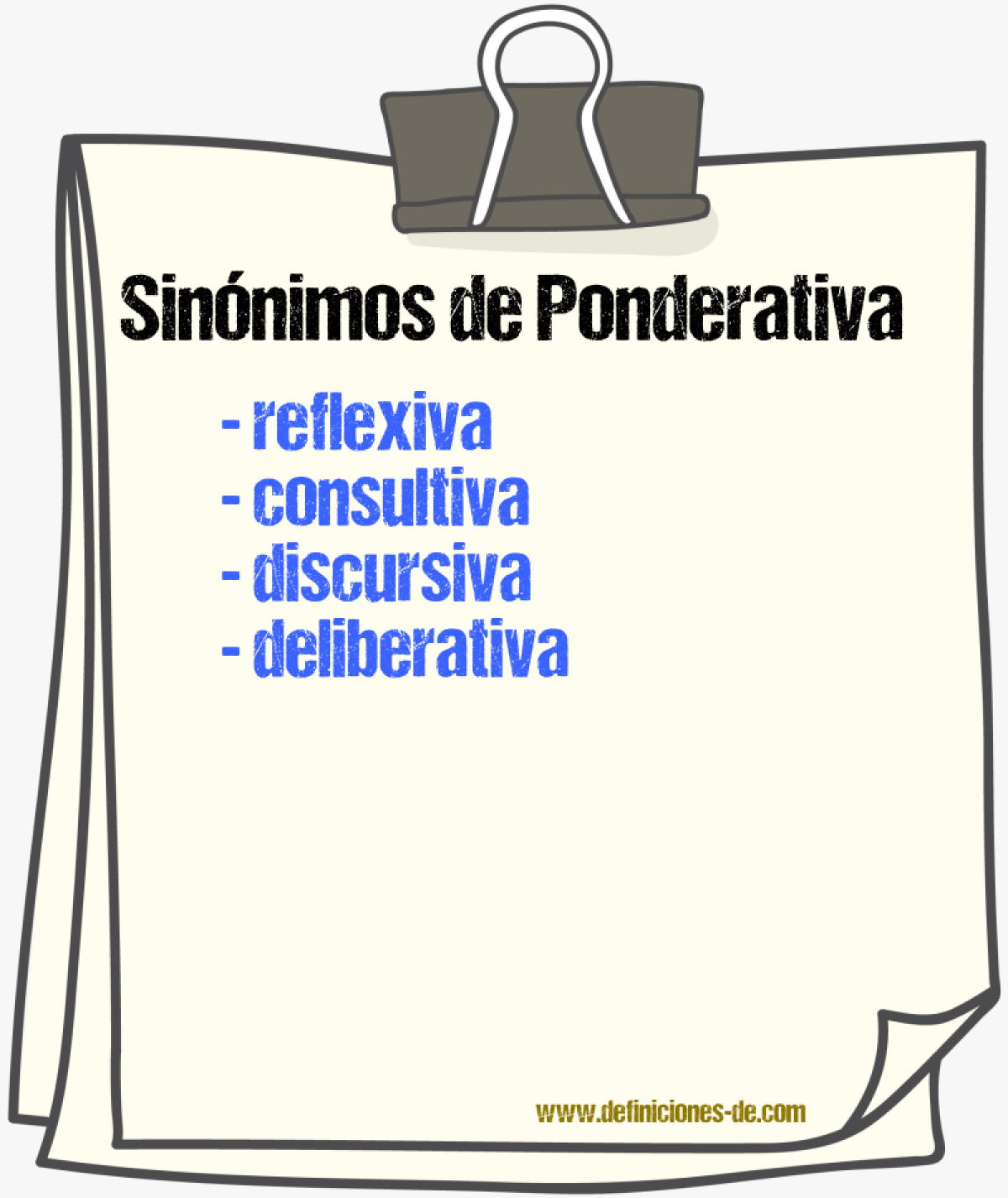 Sinónimos de ponderativa