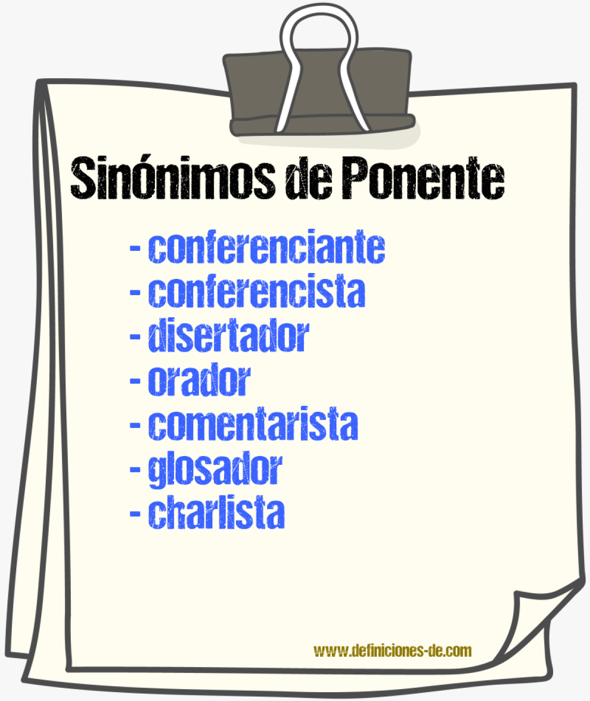 Sinnimos de ponente