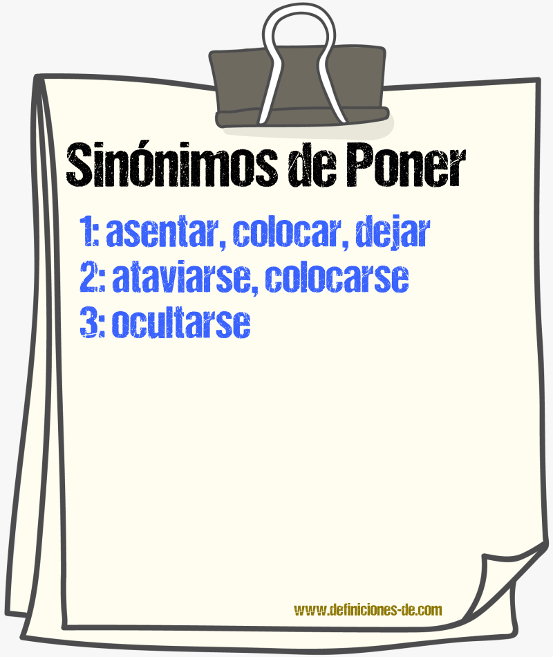 Sinnimos de poner