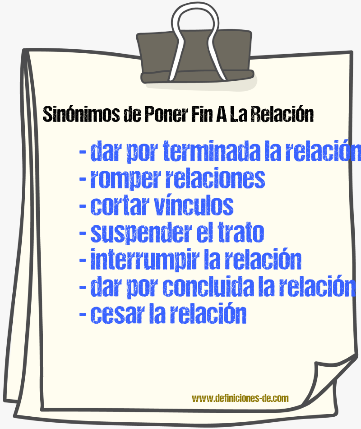 Sinónimos de poner fin a la relación