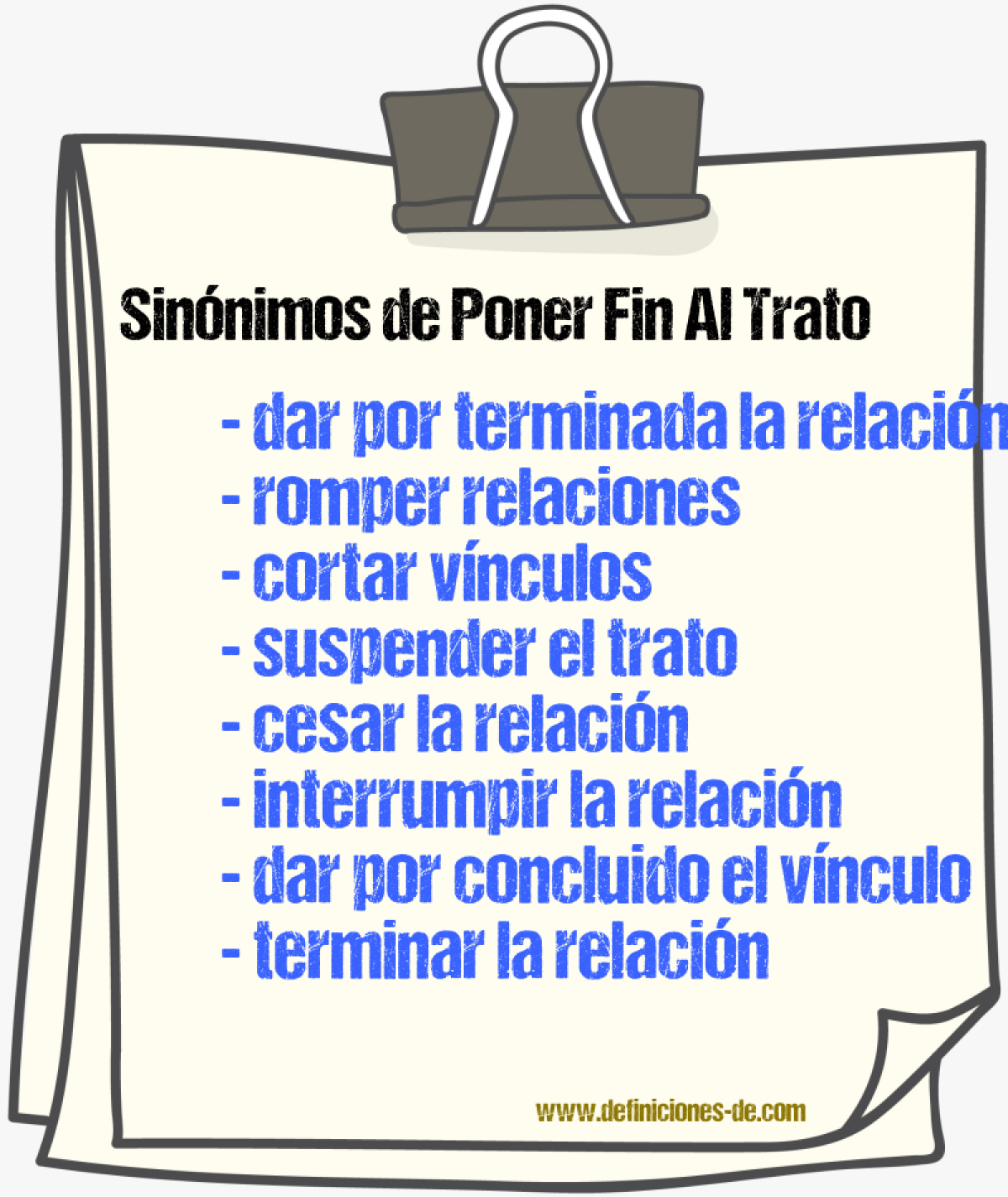 Sinónimos de poner fin al trato