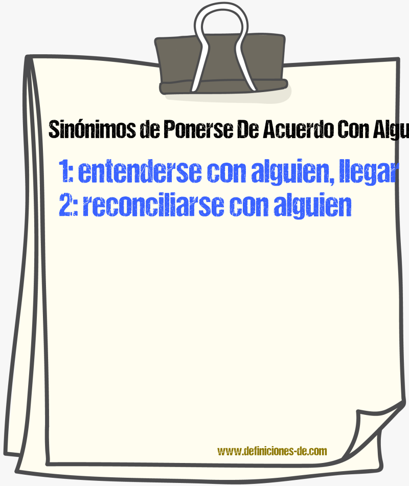 Sinónimos de ponerse de acuerdo con alguien